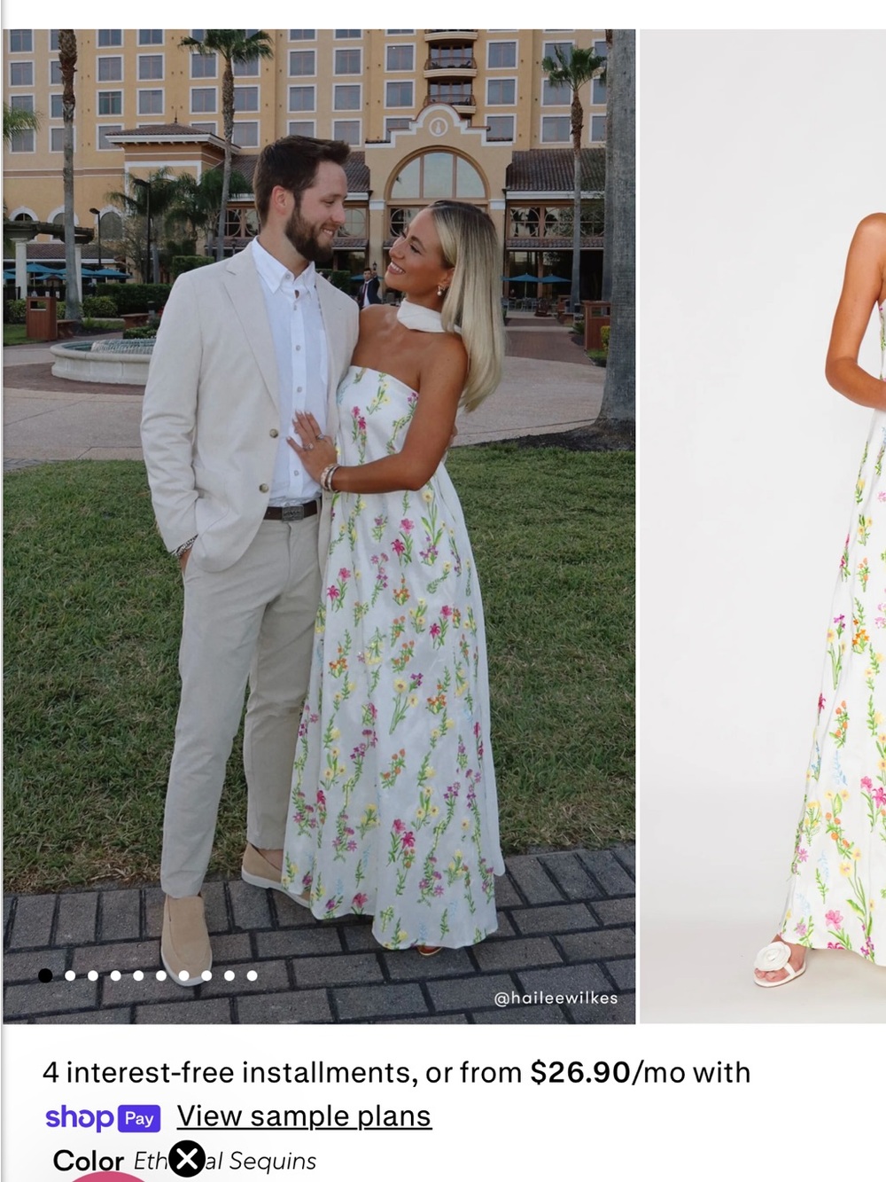 White Strapless Floral Maxi Dress - Picture 2 of 3
